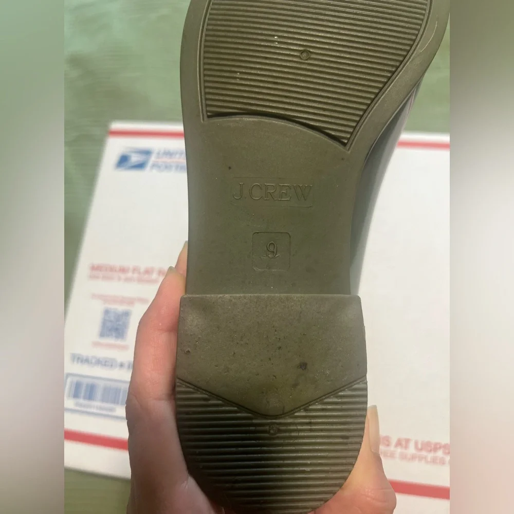 J.Crew Chelsea Rain Ankle Boots Olive Green Rubber Waterproof Size 9